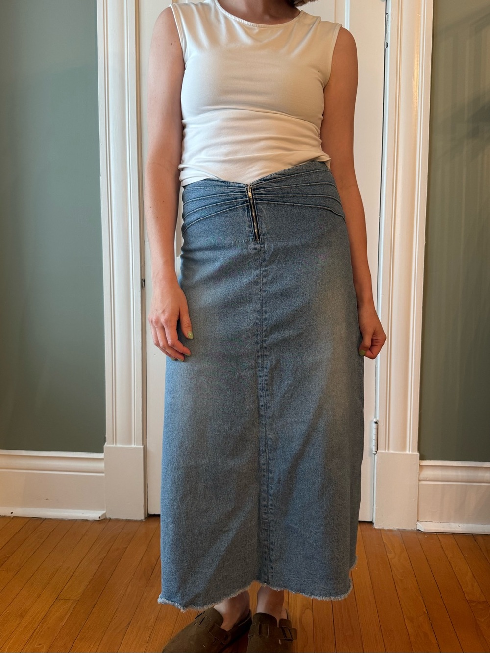 Dkny Light Blue Denim Maxi Skirt